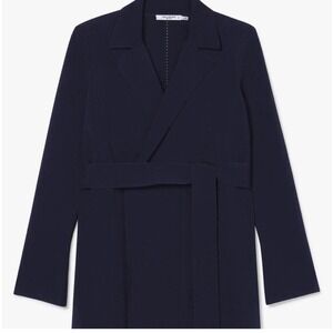 MM Lafleur Merritt Jardigan Navy Blue Belted Knit Cardigan‎ Jacket Wrap Large